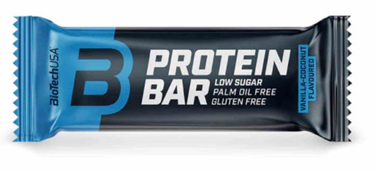 BioTech USA Protein-Riegel mit Kokosnuss-Vanille-Geschmack, 70g, in Verpackung, ideal für Sport und Ernährung