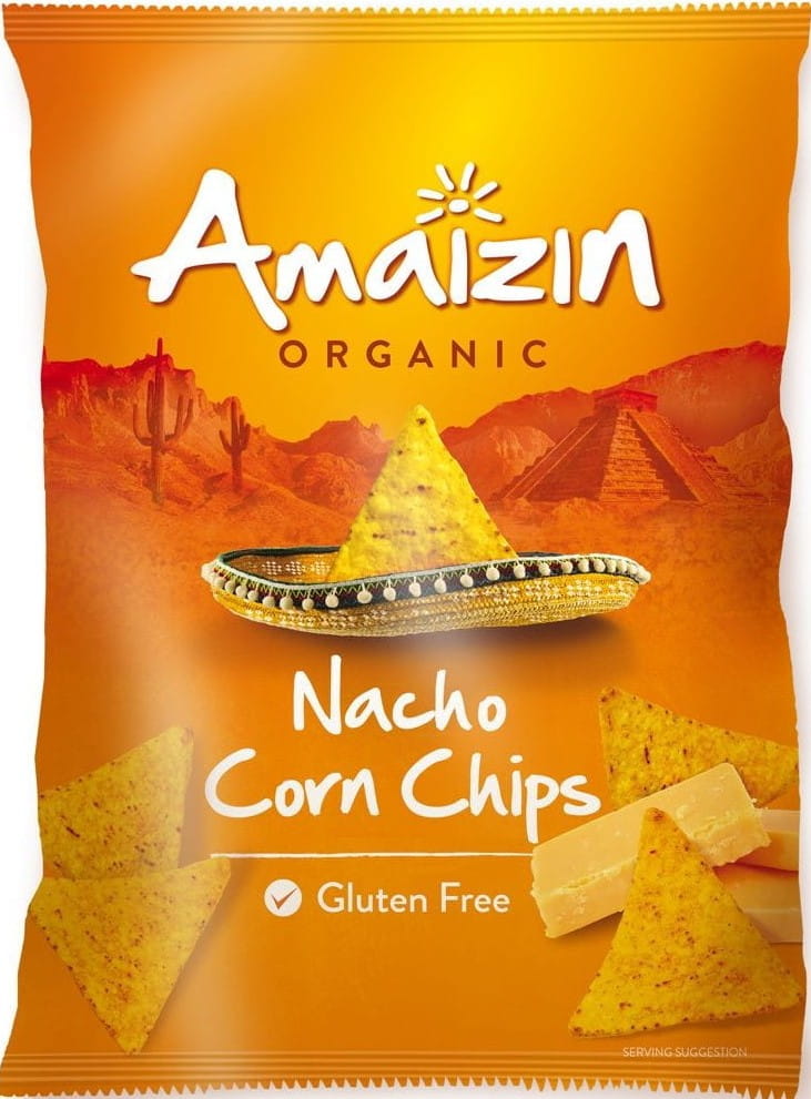 GLUTENFREIE BIO-MAIS-NACHOS-CHIPS MIT KÄSEGESCHMACK 150 g – AMAIZIN MHD: 11-2026