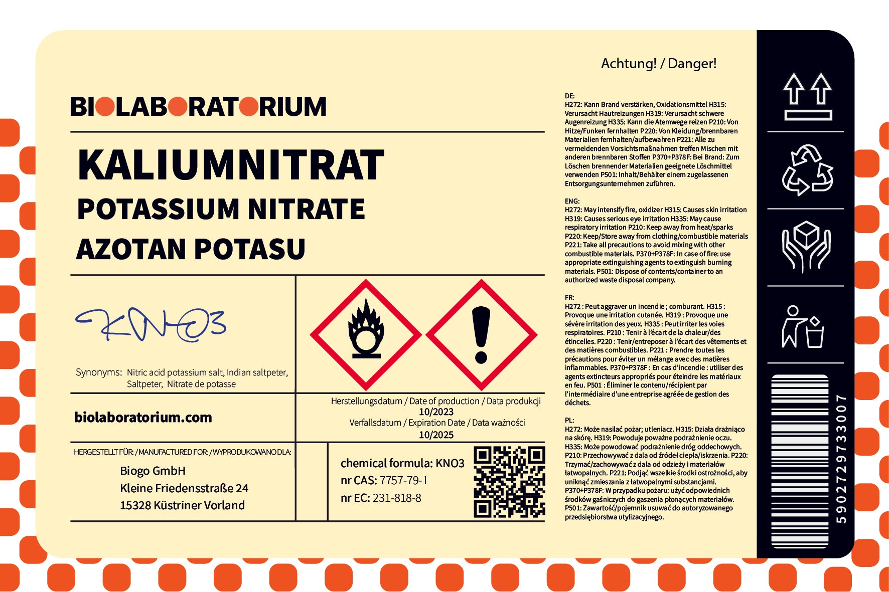 Nitrato de potasio 3 kg BIOLABORATORIUM Imagen secundaria del producto