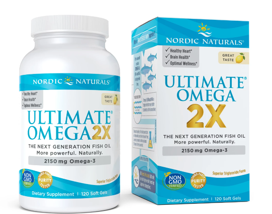 Nordic Naturals Ultimate Omega 2X Kapseln mit 120 Omega-3-Fischölkapseln, für Herz und Gehirn, im Flaschenbehälter
