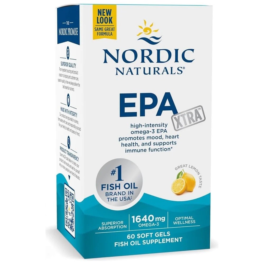NORDIC NATURALS EPA Xtra Fischöl Kapseln, 60 Stück, Nahrungsergänzungsmittel mit Omega-3-Fischöl, natürliche Kapseln