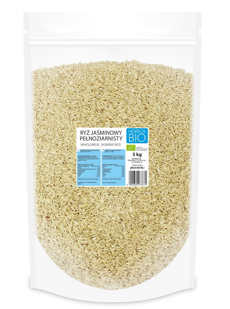 Vollkorn-Jasminreis BIO von Biogo.de, 5 kg Verpackung, frischer, hochwertiger Naturreis für die Gastronomie.
