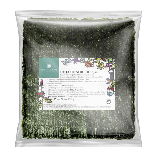 Geröstete Bio-Nori-Meeresalgen für Sushi von PORTO MUINOS, 15 g, knusprige Seetangblätter für Sushi-Zubereitung