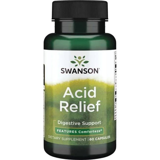 Dreizackförmige Acid Relief Kapseln von Swanson Health Products, 60 Stück, zur Linderung von Magenbeschwerden