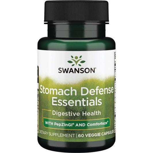 Swanson Essentials Magenverteidigung mit PepZinGI und Comforteze, 60 Kapseln, Nahrungsergänzung für Magenkomfort