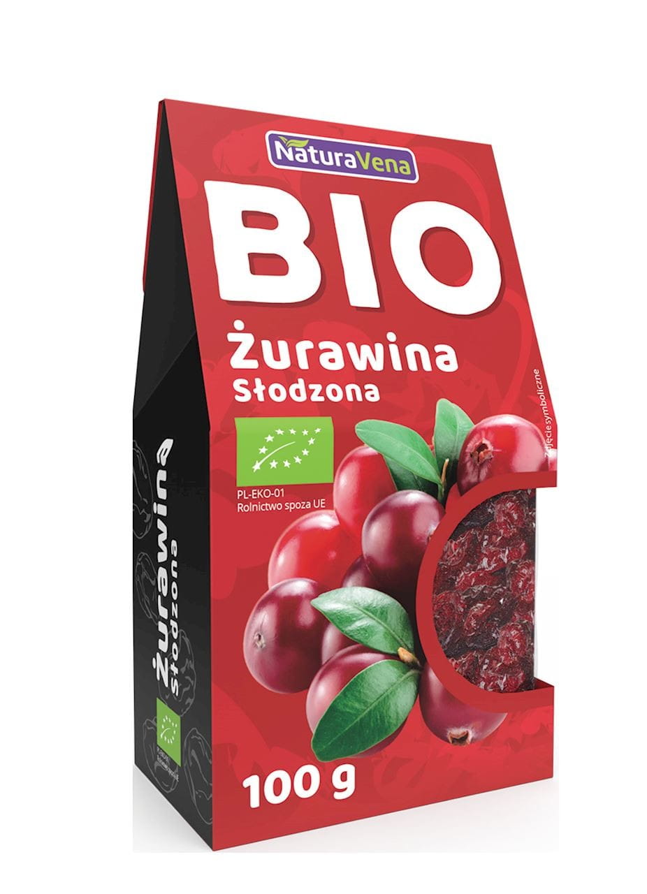 Bio Zuckergetränkte Burrebeere von NaturaVena, 100 g, getrocknete Beere mit Zucker, natürliche Süße, fruchtig und lecker.