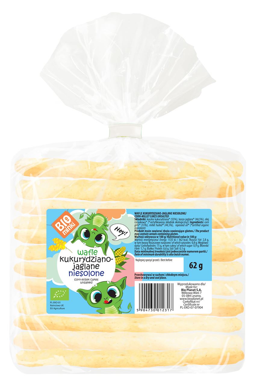 Bio-Mehrkorn-Waffeln von Biogo.de, ungezügelte Eieralternativen, in 62 g Packung, frisch und biologisch, bis Dezember 2025.