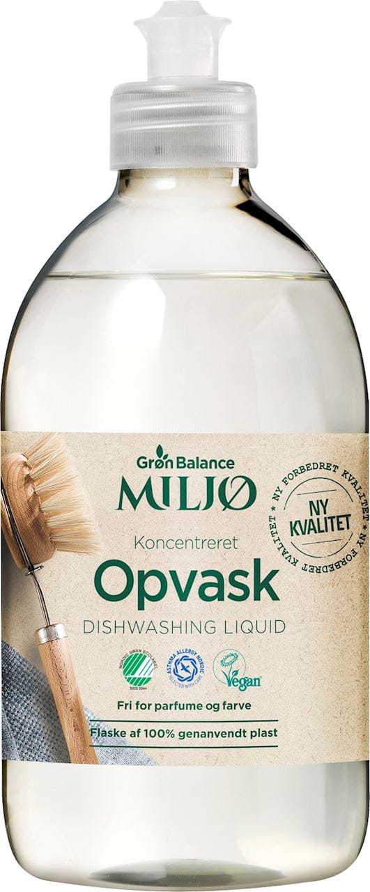 Flasche mit 500 ml GRON BALANCE Spülmaschinenkonzentrat, für saubere und glänzende Geschirrspülergebnisse.
