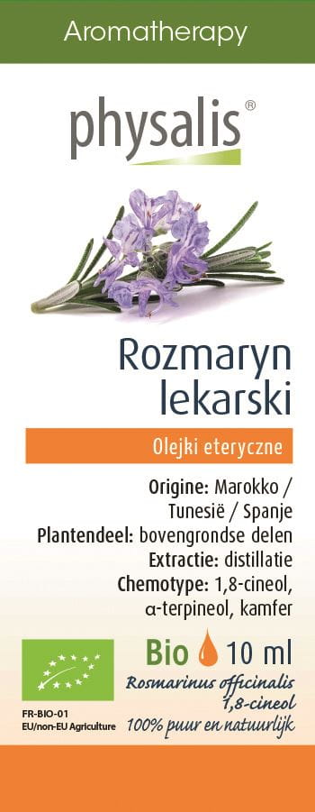 Ätherisches Rosmarinöl von Physalis in 10 ml Flasche, biologisch, naturbelassen, für Aromatherapie und Wellness.