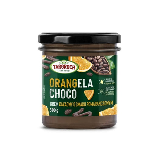 Orangela Choco Creme mit Orangengeschmack in Glasbehälter, 300 g, von TAR-GROCH-FIL, cremige Schokoladen-Orangen-Aufstrich