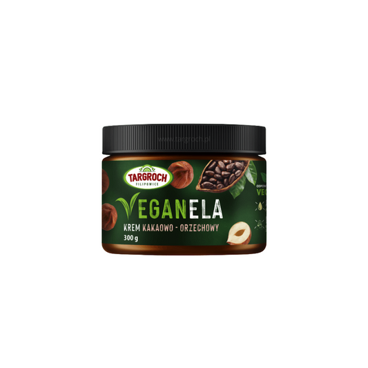 Vegane Haselnuss-Kakao-Creme in PET-Glas, 300 g, TAR-GROCH-FIL, cremige Nuss-Schokoladencreme im Glas