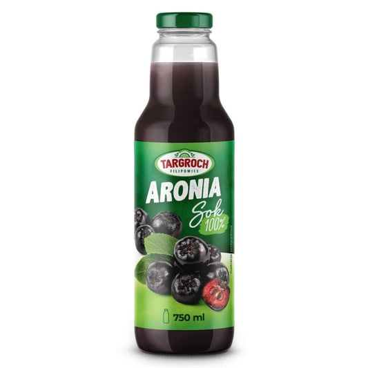 Targroch ARONIA 100% Saft in 750 ml Glasflasche, dunkler Aroniabeeren-Saft mit natürlichem Fruchtfleisch, handgefertigt
