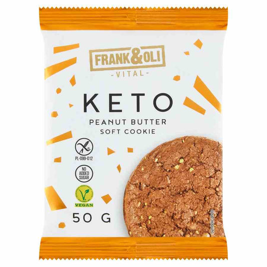 Frank&Oli Keto Erdnussbutter Keks, 50g, mit nussiger Textur und knusprigem Aussehen, ideal für ketogene Ernährung