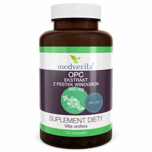 Medverita OPC 95% 300 mg Kapseln, Nahrungsergänzungsmittel mit antioxidativen Traubenkernextrakt, 120 Kapseln.