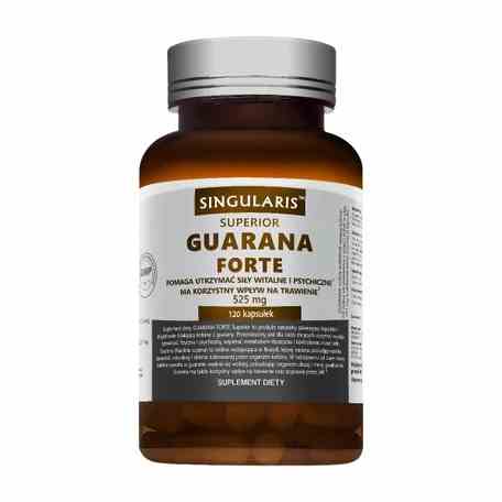 Singularis Guarana Forte 120 Kapseln, Nahaufnahme der Kapseln in einer Packung, natürliche Energiequelle, Nahrungsergänzung, Guarana.