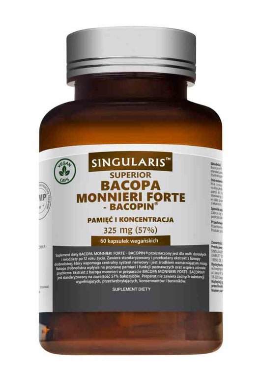 Singularis Bacopa monnieri Forte 325 mg Kapseln, 60 Stück, braune Kapseln in einer Packung, Naturheilmittel für das Gehirn