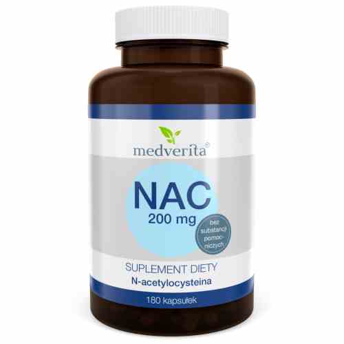 NAC 200 mg N-Acetyl-L-Cystein Kapseln von MEDVERITA, gesundheitsfördernde Nahrungsergänzung in 180 Kapseln