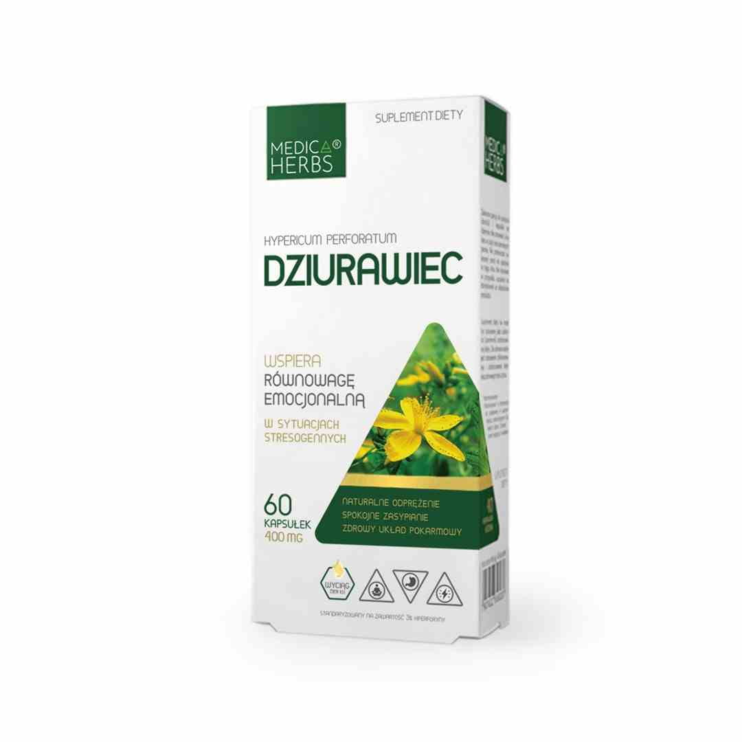 Medica Herbs Johanniskraut-Kapseln, 60 Stück, 400mg Johanniskrautextrakt in Kapseln, natürliche pflanzliche Nahrungsergänzung