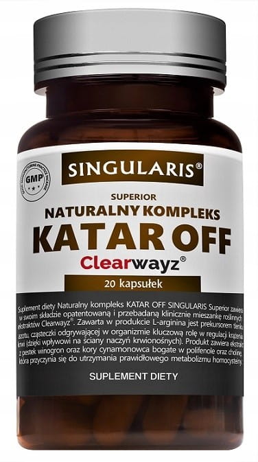 Singularis Catarrh Off Kapseln, natürliche Erkältungs- und Schnupfenmittel, beige Verpackung mit 20 Kapseln.