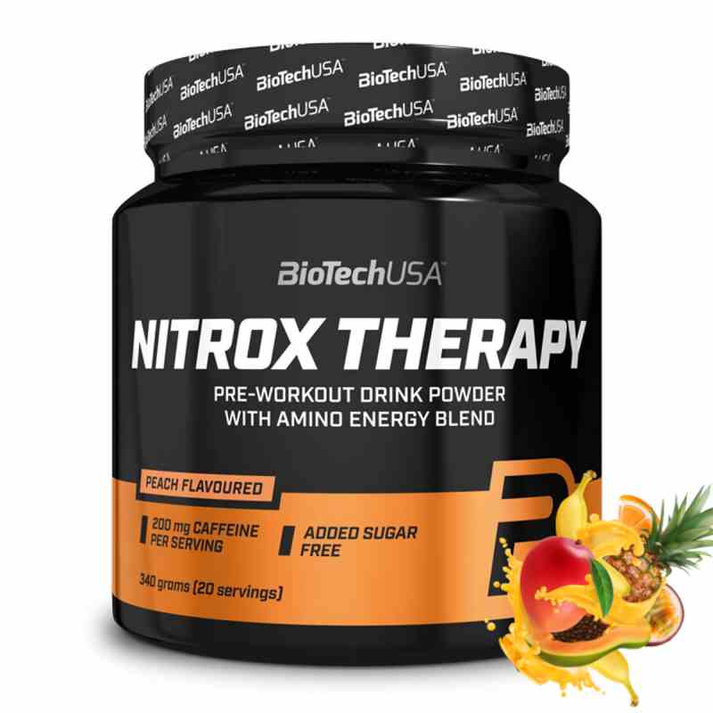 BioTech USA Nitrox-Therapie mit tropischem Geschmack, 340 g, fitness Nahrungsergänzung in Dose, ideal für Sport und Muskelaufbau