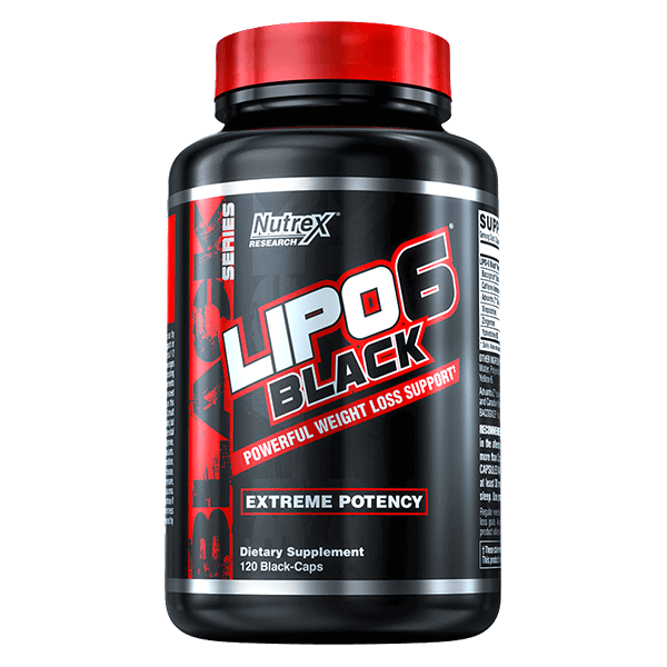 Nutrex Lipo-6 Schwarzes Ultra-Konzentrat, 60 Kapseln, in einer offenen Packung mit Kapseln sichtbar