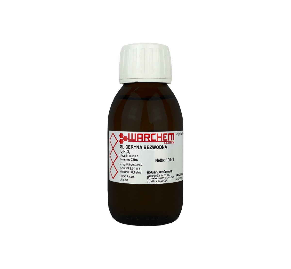 Reines pflanzliches Glycerin in 100ml Flasche von Warchem, transparente Flüssigkeit, ideal für Kosmetik und Hautpflege.