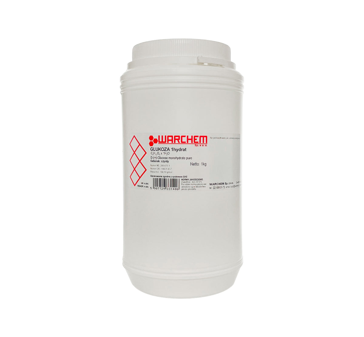 Reines Glukose 1 kg von WARCHEM, hochwertige Wasser-Glukose für Ernährung und Backwaren, in weißer Kristallform.