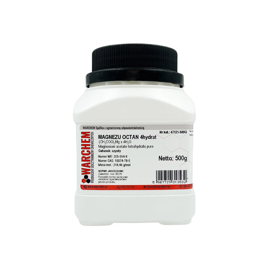 Reines Magnesium-ACETAT 4-Hydrat in 500g Verpackung, chemisch rein, von Biogo.de, für chemische Anwendungen sichtbar