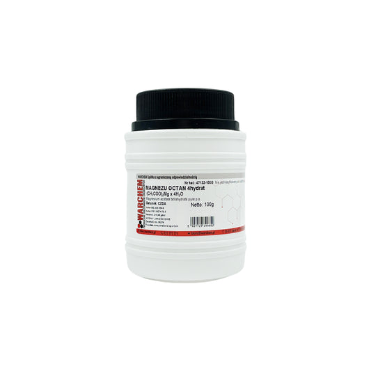 Magnesium-ACETAT 4-Hydrat in 100g WARE von Biogo.de, chemische Verbindung in Verpackung sichtbar.