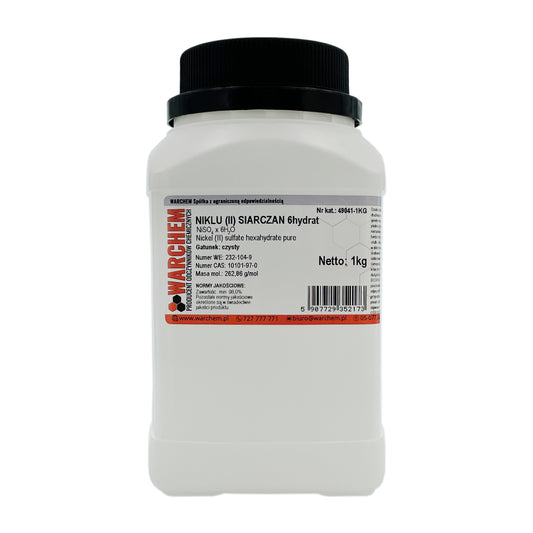 Reines Nickelsulfat (II) 6-Hydrat, 1 kg, chemische Verbindung, für industrielle Anwendungen, auf weißem Hintergrund.