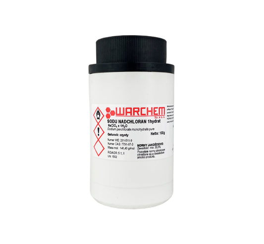 Reines Natriumhydrogencarbonat 100g von WARCHEM, zeigt das weiße Pulver in einer Verpackung, ideal für chemische Anwendungen