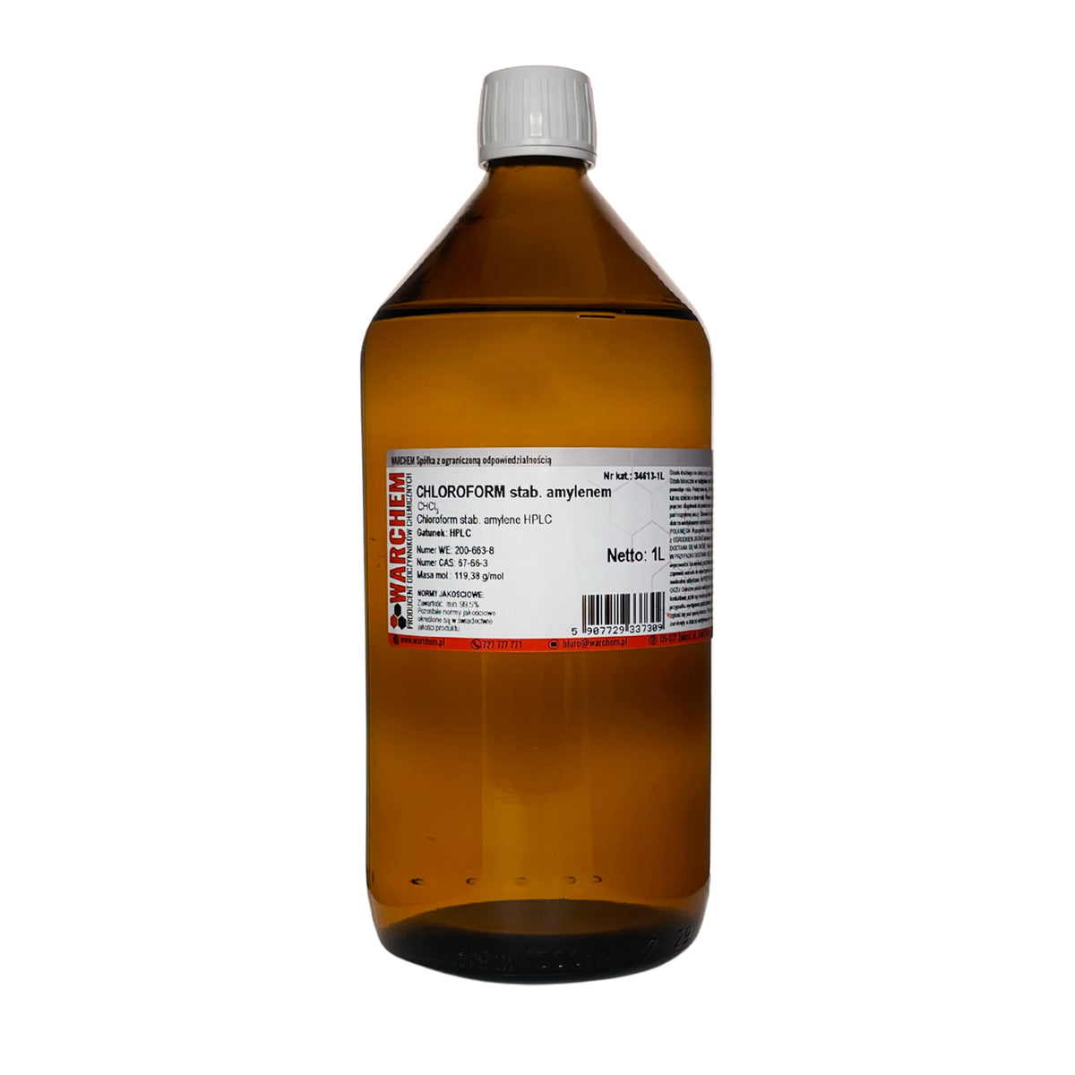 Chloroform mit Amylen stabilisiert, 1L WARCHEM, für HPLC, klare Flüssigkeit in Flasche, chemische Labormittel