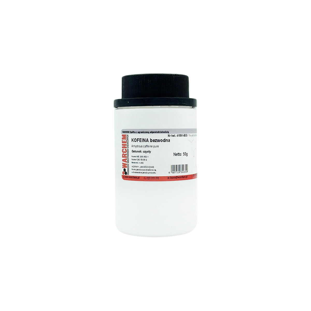 Wasserfreies Koffein, 50g, von Biogo.de, feines Pulver für Getränke und Nahrungsergänzung, in einer transparenten Verpackung