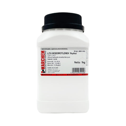 Reines Lithiumhydroxid 1 kg in Kunststoffbehälter, chemische Substanz für industrielle Anwendungen, von Biogo.de.