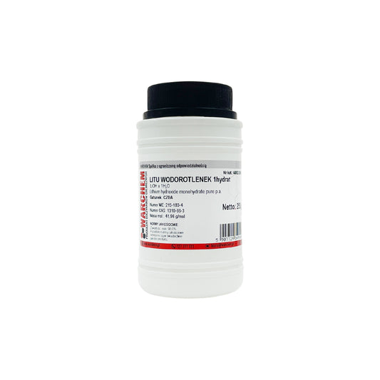 LITIUMHYDROGENAT 1hydrat, 250g, Biogo.de, chemisches Pulver in Verpackung, für chemische Anwendungen, Nahaufnahme
