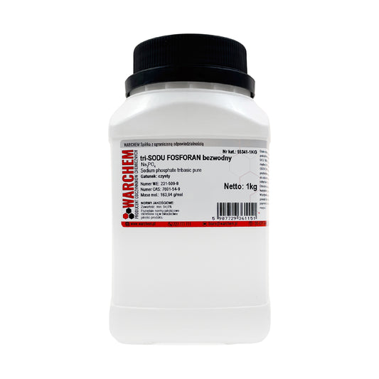 Wasserfreies Tri-Sodium Phosphat 1kg von WARCHEM, chemisches Reagenz für Labor und Industrie, in transparentem Beutel sichtbar