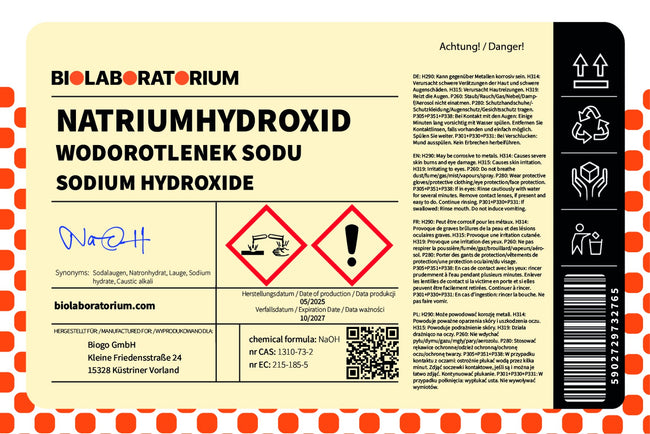 Idrossido di sodio NaOH Liscivia granulare 1 kg Biolaboratorium Main Image