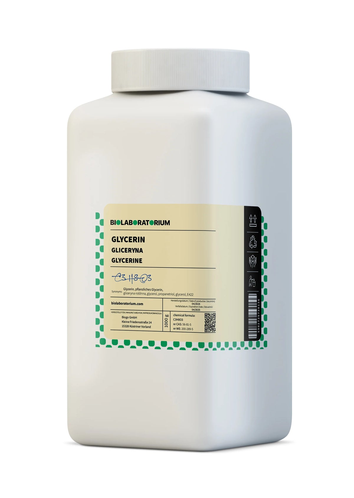 Pflanzliches Glycerin Ph. Eur. min. 99,5% BIOLABORATORIUM 1 Kg