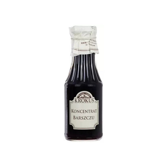 Glas Borschtsch-Konzentrat von KROKUS, 300 ml, rote, glutenfreie Borschtsch-Suppe in Flasche.