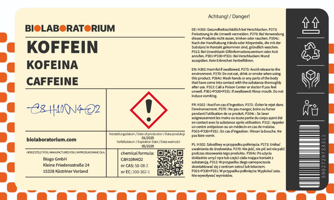 Kafein Anhidrat Coffeinum 1kg BIOLABORATORIUM Main Image