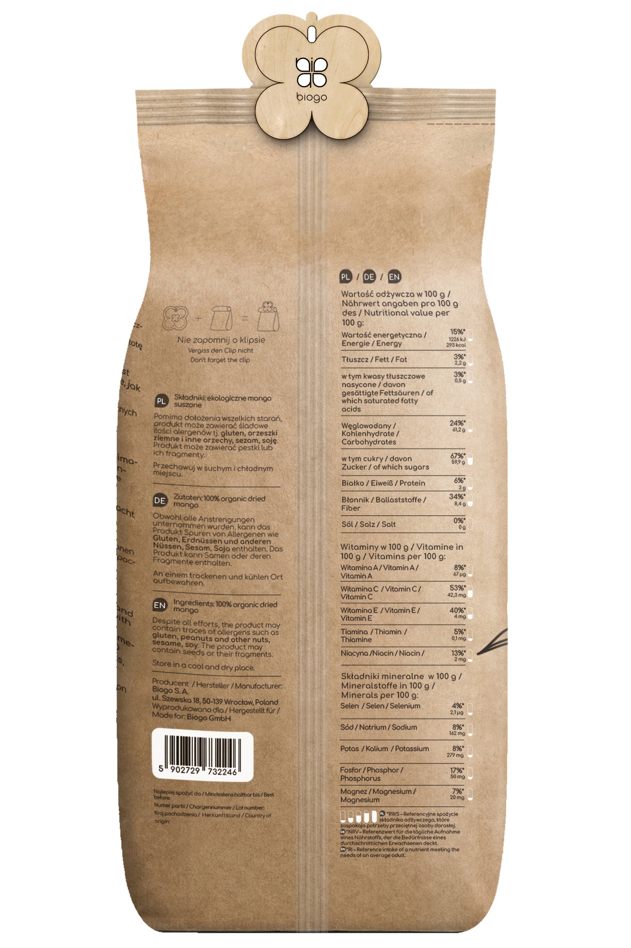 Mango deshidratado orgánico 400 g BIOGO Imagen secundaria del producto