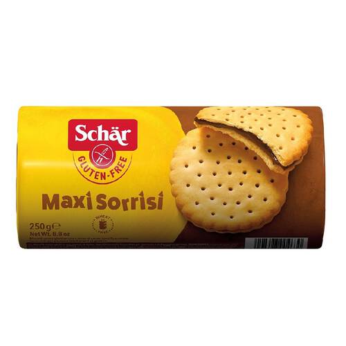 Sorrisi Markise mit Kakaocreme von SCHAR, glutenfrei, 250 g, cremige Schokoladenfüllung auf einer Markise.