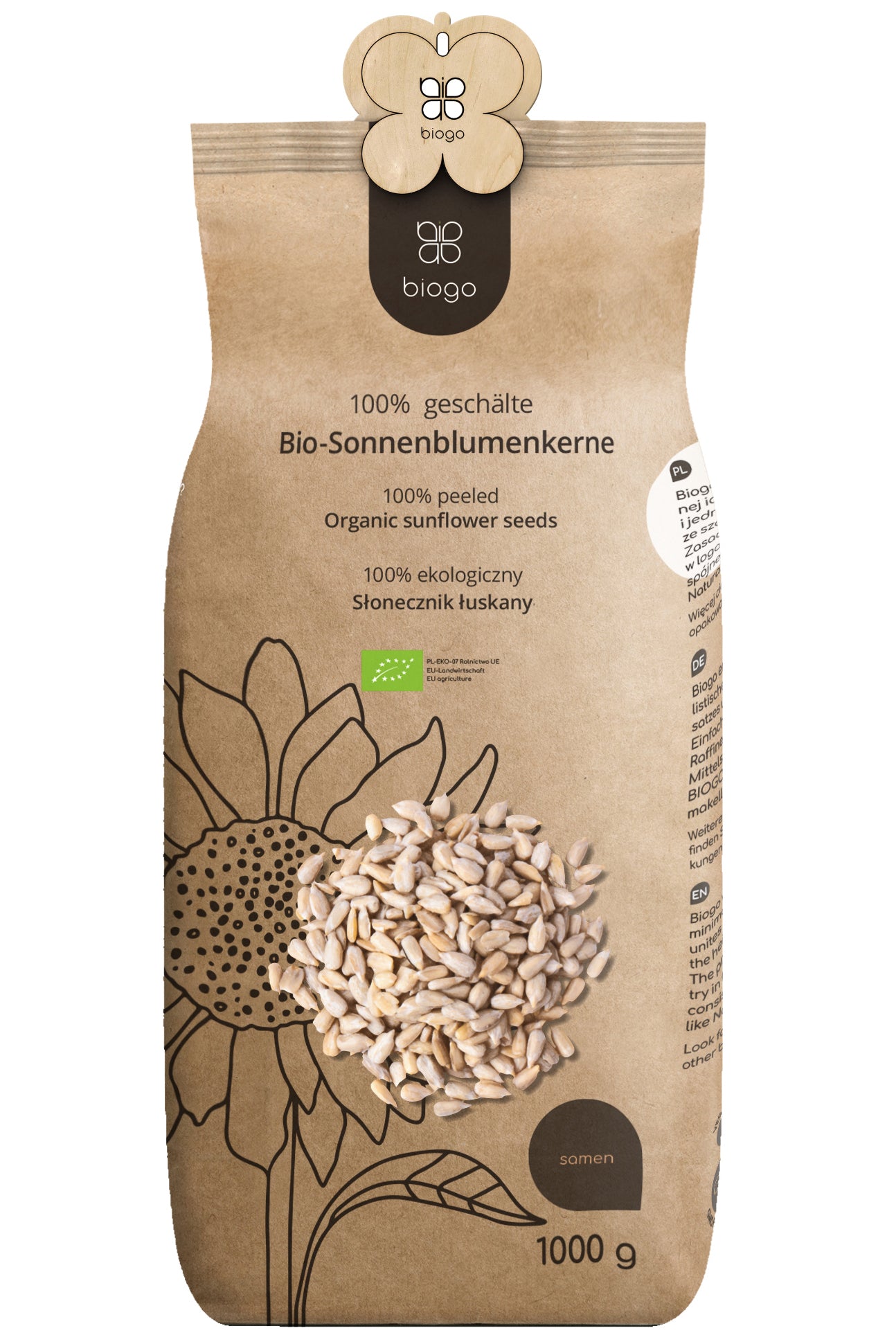 GESCHÄLTE SONNENBLUMENKERNE BIO 1 KG BIOGO - Biogo.de Imagen principal del producto