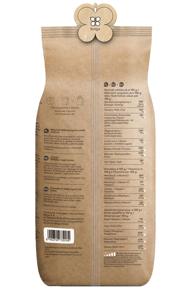 Flocos de aveia bio 600 g BIOGO Main Image