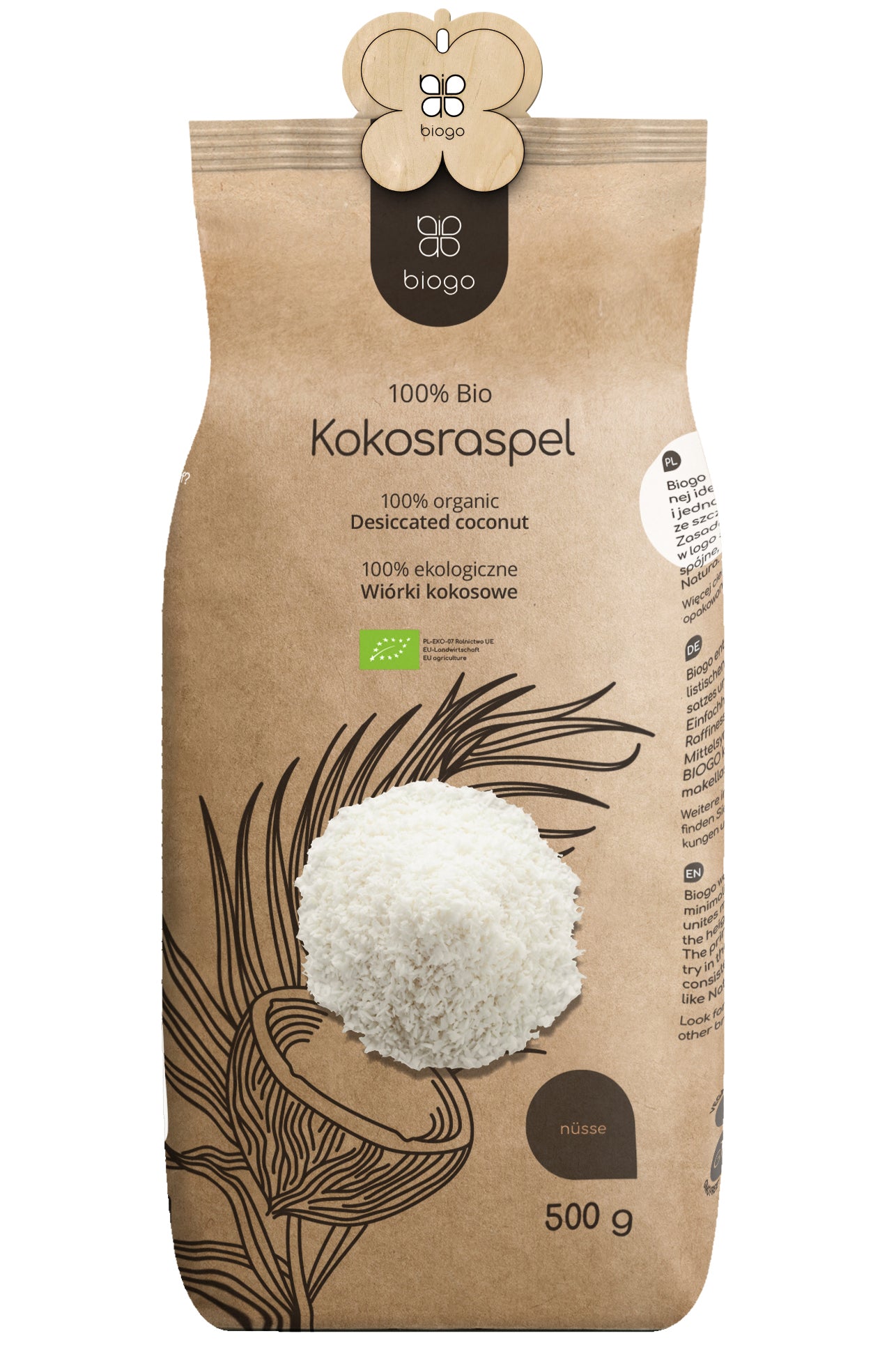 Kokosraspeln bio 500 g BIOGO - Biogo.de Huvudsaklig produktbild