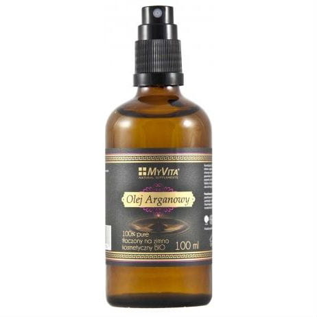 Kaltgepresstes Bio-Arganöl von MYVITA in 100 ml Flasche, flüssiges kosmetisches Öl mit natürlicher Textur