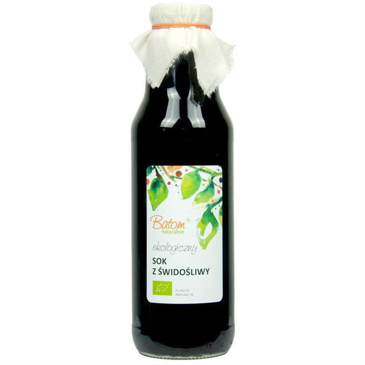 Bio-Erdbeersaft von BATOM in 750 ml Flasche, frischer roter Erdbeersaft mit natürlicher Textur.