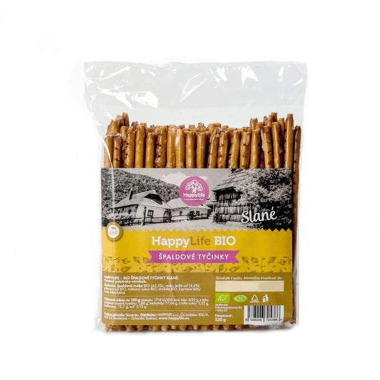 Bio Dinkelsticks mit Salz von HAPPYLIFE, knusprige und gesunde Snacks in 120 g Packung.