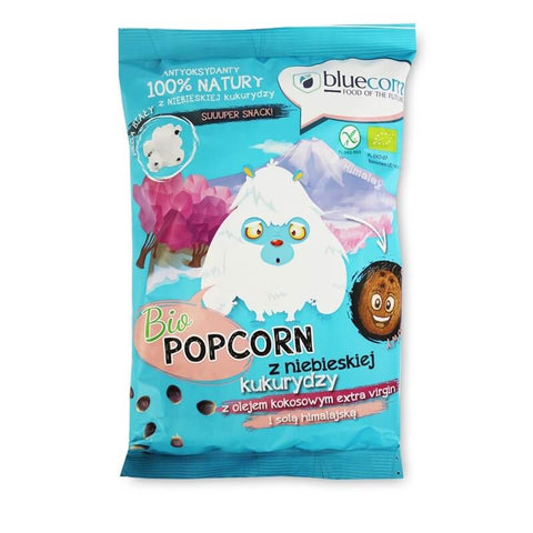 BIO-Popcorn mit ol. Kokosnuss. und salze ihn. 50g BLAUER MAIS