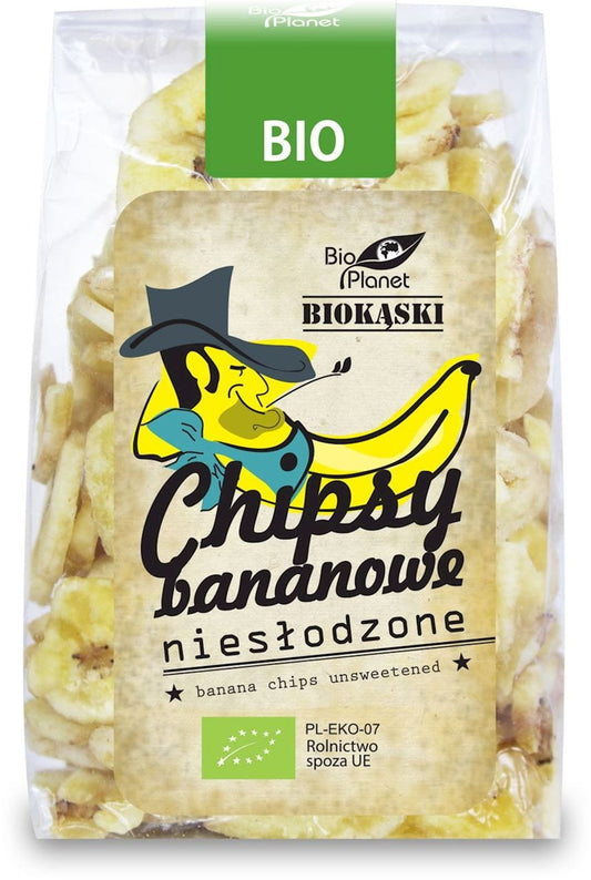 Ungesüßte Bio Bananenchips von BIO PLANET in 150 g Packung, knusprige und natürliche Bananenstücke ohne Zuckerzusatz